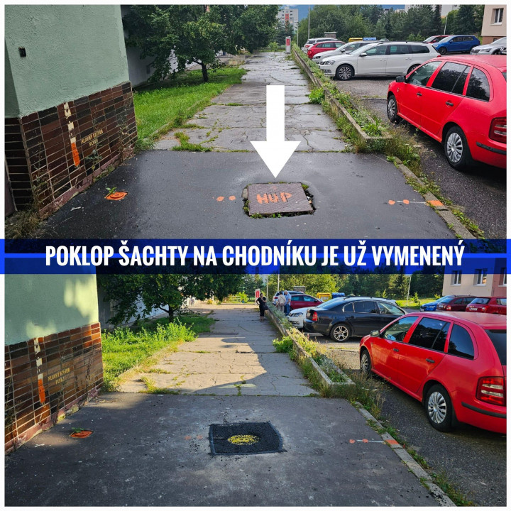 Poklop šachty je už vymenený.