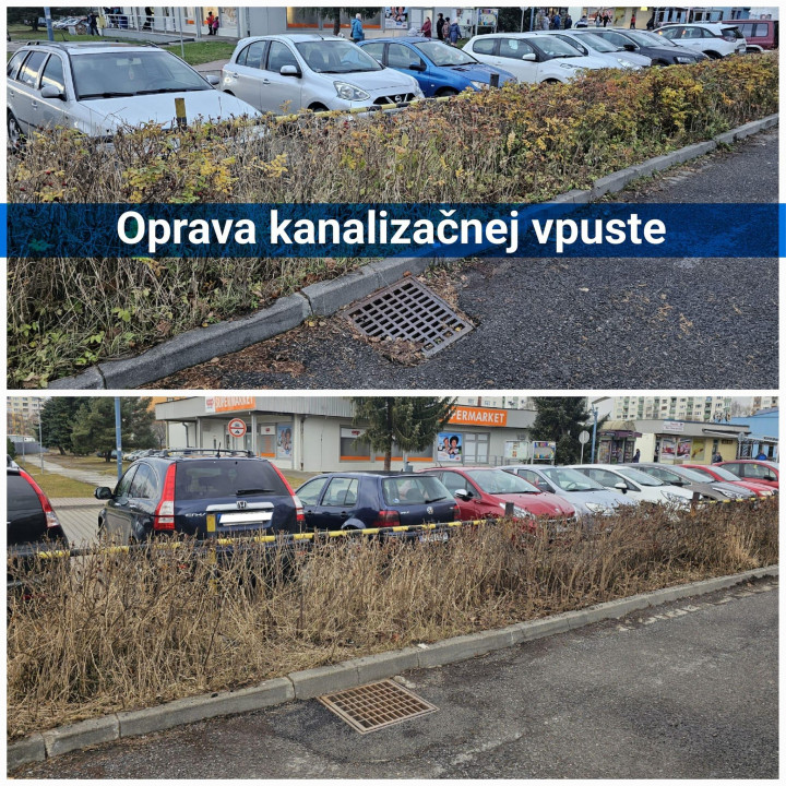 Kanalizačná vpusť bola opravená.